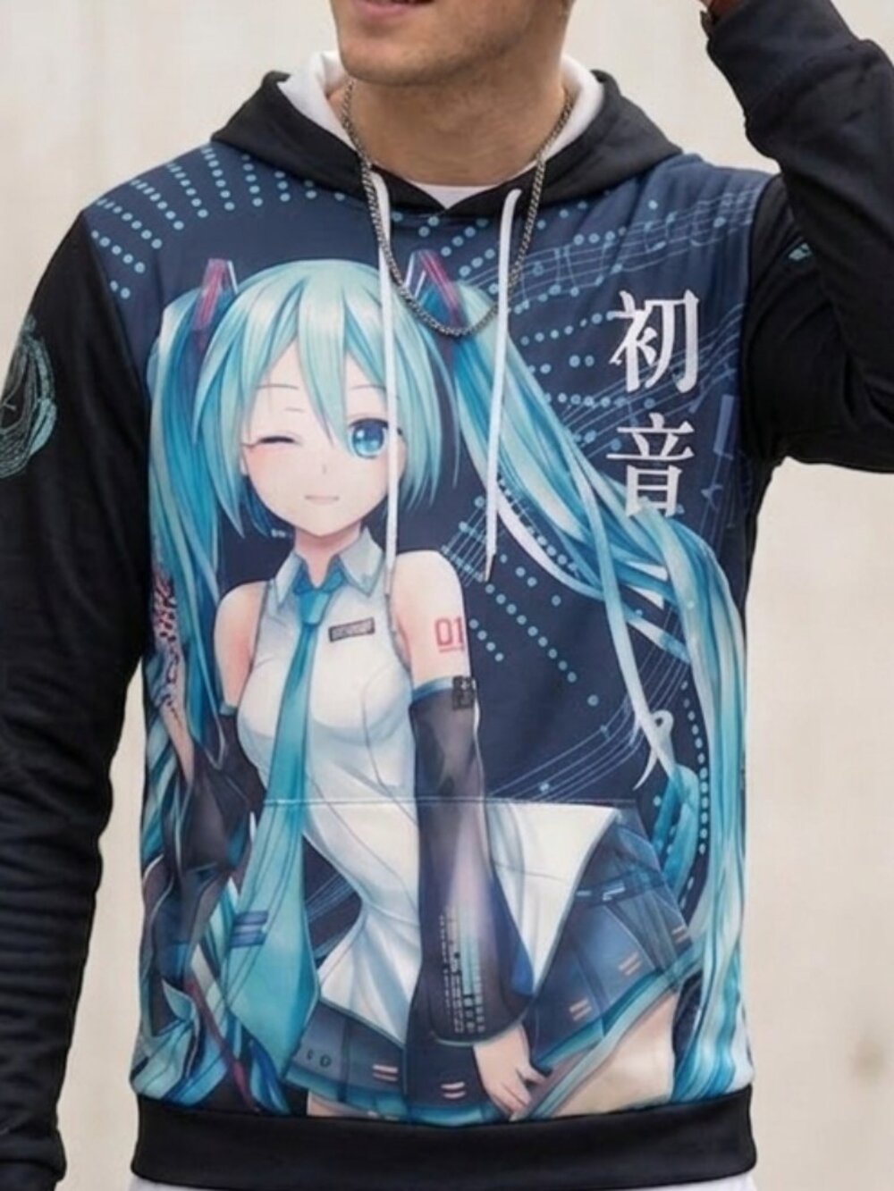 Hatsune Miku hoodie all over print size XL unisex vocaloid